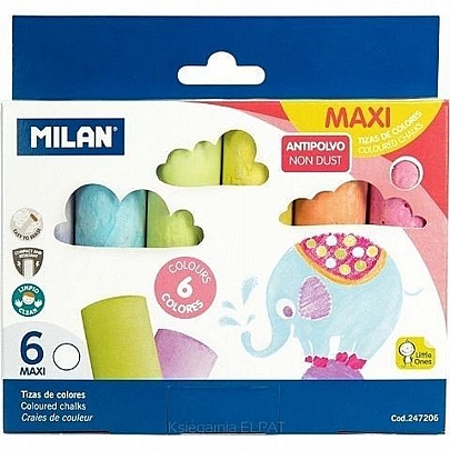 Κιμωλίες Maxi χρωματιστές 6 τμχ. (Non dust) - Milan