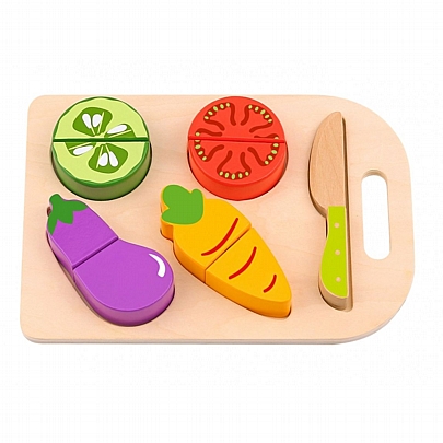 Ξύλινα Σφηνώματα Διαίρεσης - Λαχανικά σε δίσκο κοπής (10τμχ) - Tooky Toy