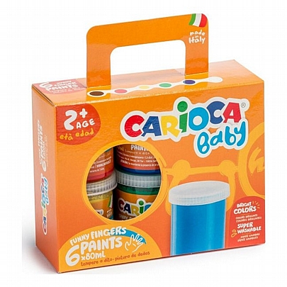 Δαχτυλομπογιές 6 χρωμάτων (80ml) - Carioca