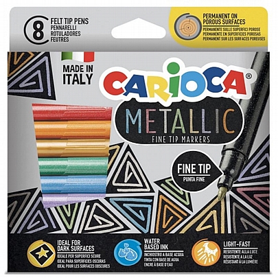 Μαρκαδόροι 8 metallic χρωμάτων - Carioca fine tip