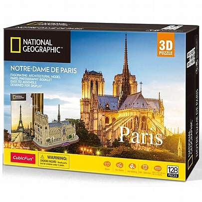 Παζλ 3D - Notre-Dame de Paris (128κ) National Geographic - CubicFun