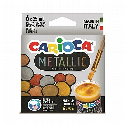Τέμπερες 6 χρωμάτων (25ml) - Carioca Metallic