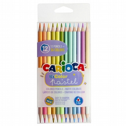 Ξυλομπογίες δίχρωμες (12τεμ./24χρώματα) - Carioca Bicolor Pastel