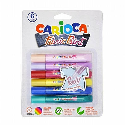 Κόλλες διακόσμησης υφασμάτων 6 χρωμάτων - Fabric Paint (10.5ml) - Carioca