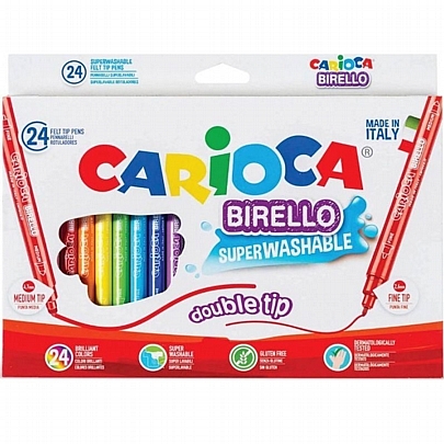 Μαρκαδόροι 24 χρωμάτων Superwashable - Carioca Birello Double Tip