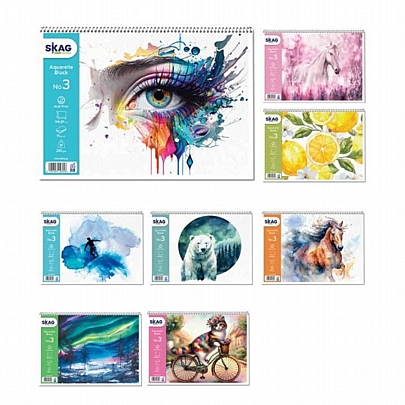 Μπλοκ ακουαρέλας σπιράλ No.3 (24x34/15Φ.) - Skag
