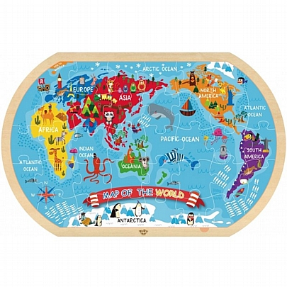 Ξύλινο παζλ - Παγκόσμιος Χάρτης (37κ) - Tooky Toy