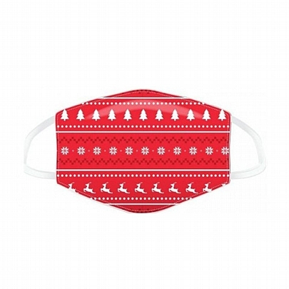 Χριστουγεννιάτικη Μάσκα υφασμάτινη επαναχρησιμοποιούμενη - Red Christmas Jumper Pattern (L)