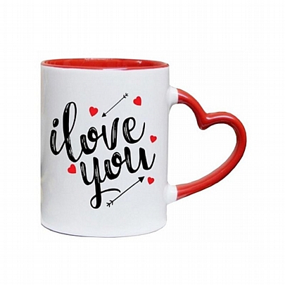 Κούπα κεραμική - I love you (Χερούλι Καρδιά/330ml)