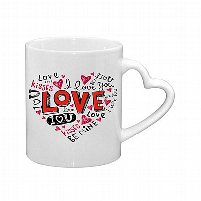Κούπα κεραμική - Love (Χερούλι Καρδιά/330ml)