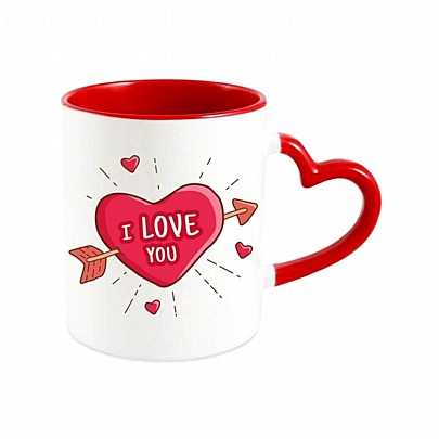 Κούπα κεραμική - Καρδιά με βέλος (Χερούλι Καρδία/330ml)