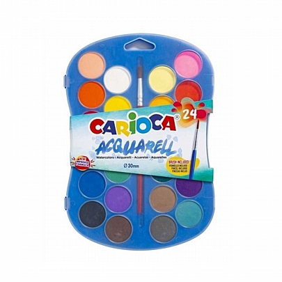 Νερομπογιές 24 χρωμάτων (Περιλαμβάνεται πινέλο) - Carioca Acquarell