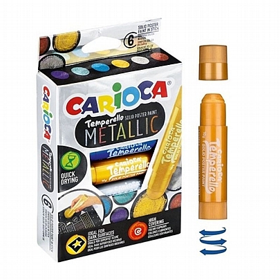Στερεά τέμπερα σε μορφή μαρκαδόρου 6 χρωμάτων Metallic - Carioca Temperello