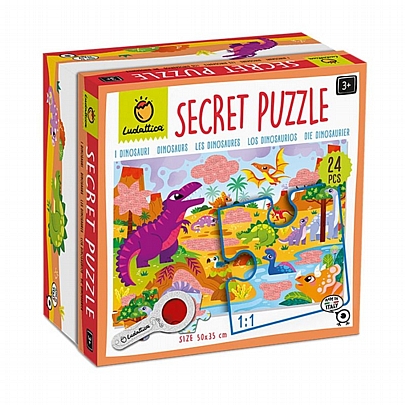 Secret Puzzle: Aνακαλύπτω τους δεινόσαυρους με μαγικό φακό (24κ) - Ludattica
