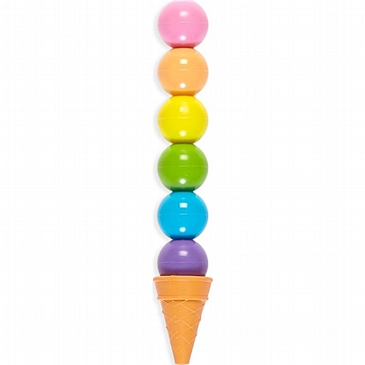 Αρωματικές κηρομπογιές παγωτό - Rainbow scoops stacking - (6χρώματα) - Ooly