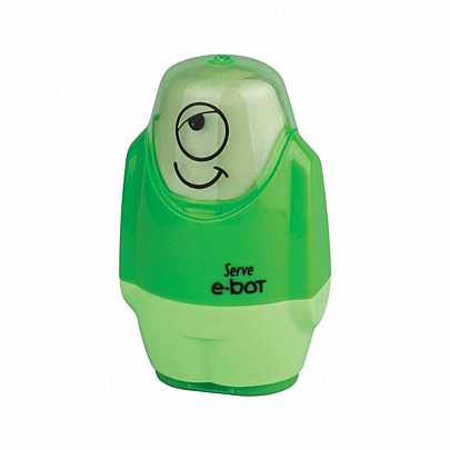 Ξύστρα διπλή με δοχείο & Σβήστρα - Πράσινη - Serve E-Bot