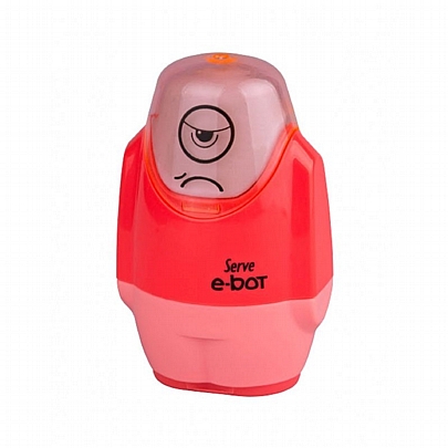 Ξύστρα διπλή με δοχείο & Σβήστρα - Κόκκινη - Serve E-Bot