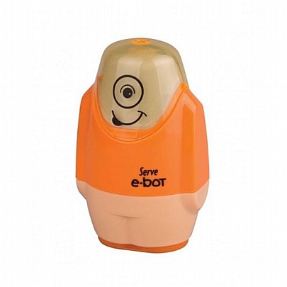 Ξύστρα διπλή με δοχείο & Σβήστρα - Πορτοκαλί - Serve E-Bot