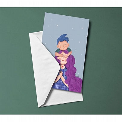 Χειροποίητη ευχετήρια κάρτα με Φάκελο - Χρόνια Πολλά Μαμά (11x15.5) - J.o. Creations