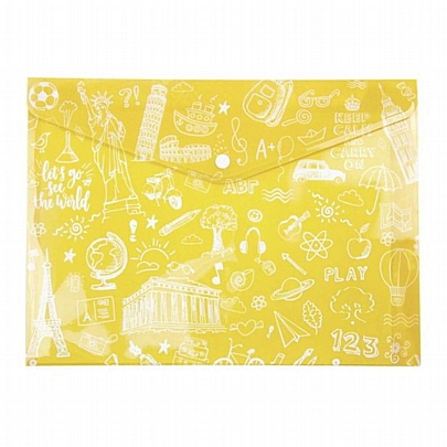 Φάκελος με κουμπί - Κίτρινο (Α4) - Doodle Bag