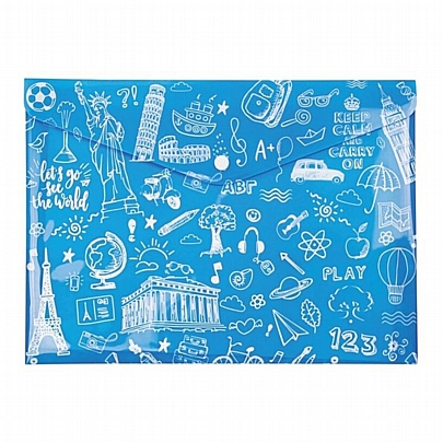 Φάκελος με κουμπί - Μπλε (Α4) - Doodle Bag