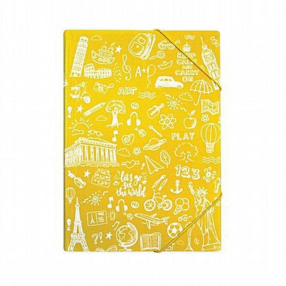 Πλαστικός φάκελος με λάστιχο - Κίτρινο Doodle (Α4) - Typotrust