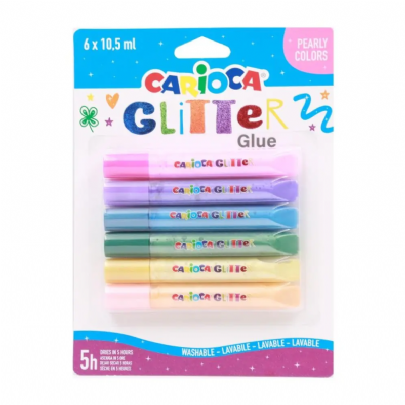 Κόλλες διακόσμησης - Washable 6 χρωμάτων (10.5ml) - Carioca Glitter Glue Pearly