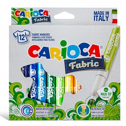 Ανεξίτηλοι μαρκαδόροι 12 χρωμάτων για ύφασμα - Carioca Fabric