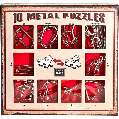 Συλλογή 10 Μεταλλικών Σπαζοκεφαλιών/Puzzle - Κόκκινο Σετ - Eureka