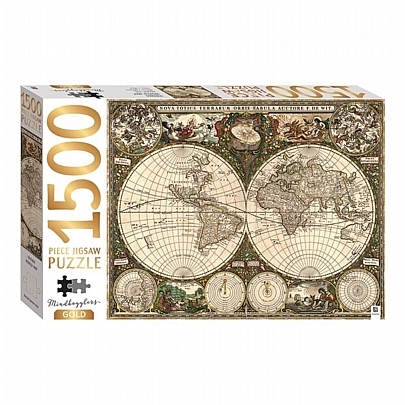 Παζλ με Χρυσές λεπτομέρειες - Vintage World Map (1500κ) - Hinkler