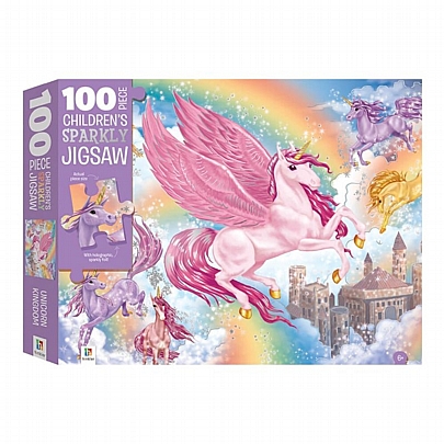 Touch & Feel: Παζλ Sparkly - Το Βασίλειο των Μονόκερων (100κ.) - Hinkler