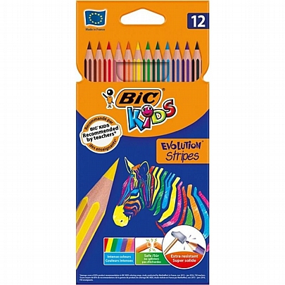 Ξυλομπογιές 12 χρωμάτων Evolution Stripes - Bic