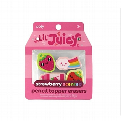 Σετ αρωματικές σβήστρες για μολύβι - Φράουλα (4τεμάχια) - Ooly Lil’ Juicy