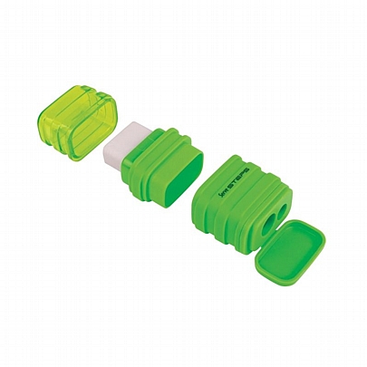 Ξύστρα διπλή με δοχείο & Σβήστρα - Πράσινη - Serve Steps