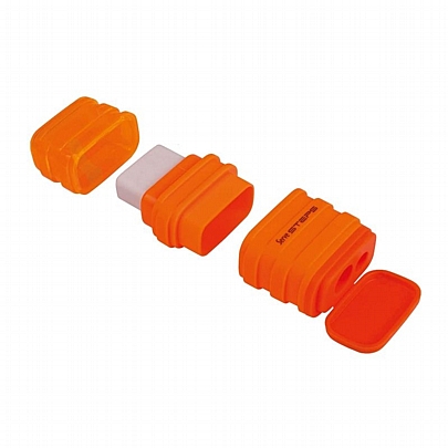 Ξύστρα διπλή με δοχείο & Σβήστρα - Πορτοκαλί - Serve Steps