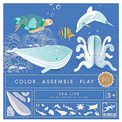 Do it Yourself: Κατασκευάζω & Χρωματίζω - 3D Ζωάκια της Θάλασσας - Djeco