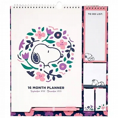 Μηνιαίο Ημερολόγιο Τοίχου Σπιράλ 2023 Με Σημειωματάρια 16 μηνών - Snoopy (30x34) - Grupo Erik