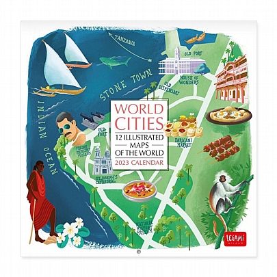 Μηνιαίο Ημερολόγιο Τοίχου 2023 - World Cities (18x18) - Legami