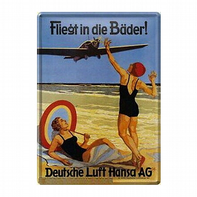 Μεταλλική Ευχετήρια Κάρτα με Φάκελο - Fliegt in die Bader! (10x14) - NostalgicArt