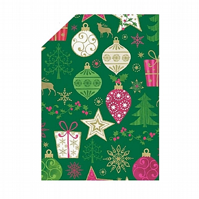 Χαρτί περιτυλίγματος - Green Christmas Ornaments (2m x 70cm) - Florio Carta
