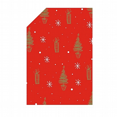 Χαρτί περιτυλίγματος - Red/Gold Christmas Gift&Fir-Tree (2m x 70cm) - Florio Carta