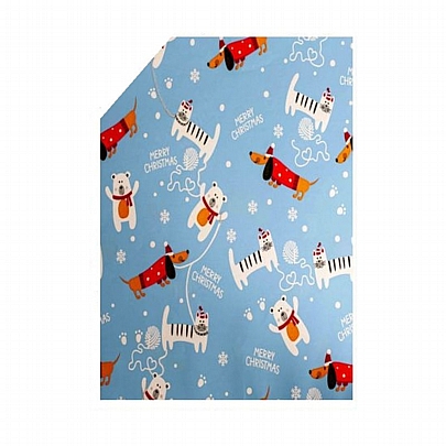 Χαρτί περιτυλίγματος - Light Blue Merry Christmas (2m x 70cm) - Florio Carta