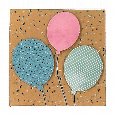 Ευχετήρια κάρτα ανάγλυφη με Φάκελο - Balloons (8.5x8) - ArteBene