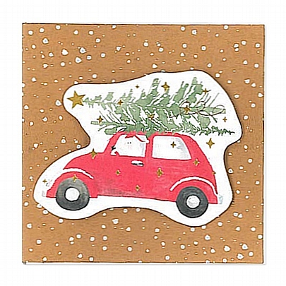 Χριστουγεννιάτικη κάρτα ανάγλυφη με Φάκελο - Car (8.5x8) - ArteBene
