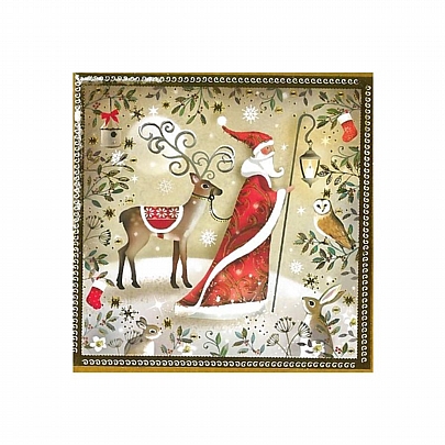 Χριστουγεννιάτικη κάρτα με Φάκελο - Santa Claus & Rudolph (13.5x13.5) - ThePaperBox