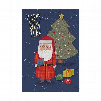 Χειροποίητη Χριστουγεννιάτικη κάρτα με Φάκελο - Άγιος Βασίλης με δώρα (11x15.5) - J.o. Creations