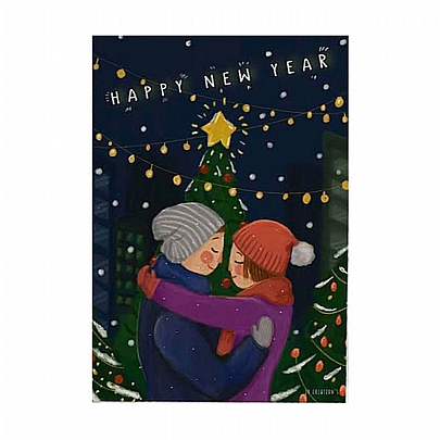 Χειροποίητη Χριστουγεννιάτικη κάρτα με Φάκελο - Happy New Year (15.5x11) - J.o. Creations