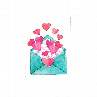Ευχετήρια κάρτα με Φάκελο - Φάκελος από καρδιές (7.5x10.5) - ThePaperBox