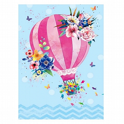 Ευχετήρια χειροποίητη κάρτα με Φάκελο - Αερόστατο (11.5x17) - 12Seasons