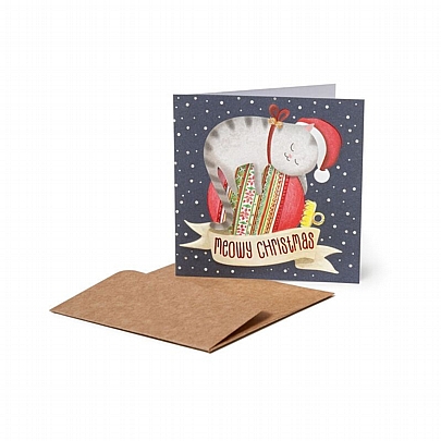 Χριστουγεννιάτικη κάρτα ανάγλυφη με Φάκελο - Meowy Christmas (7x7) - Legami